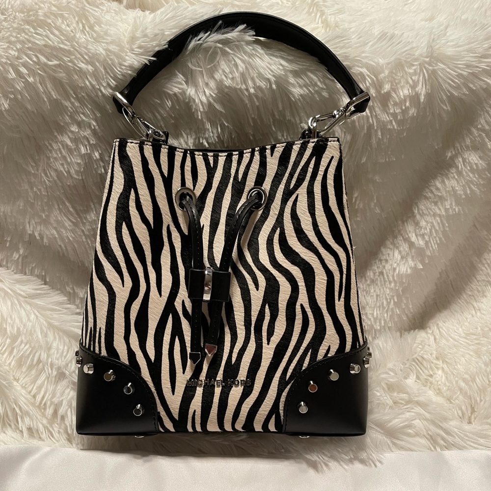 Michael Kors Mercer Gallery Small Bucket Zebra  Calf Hair Bag